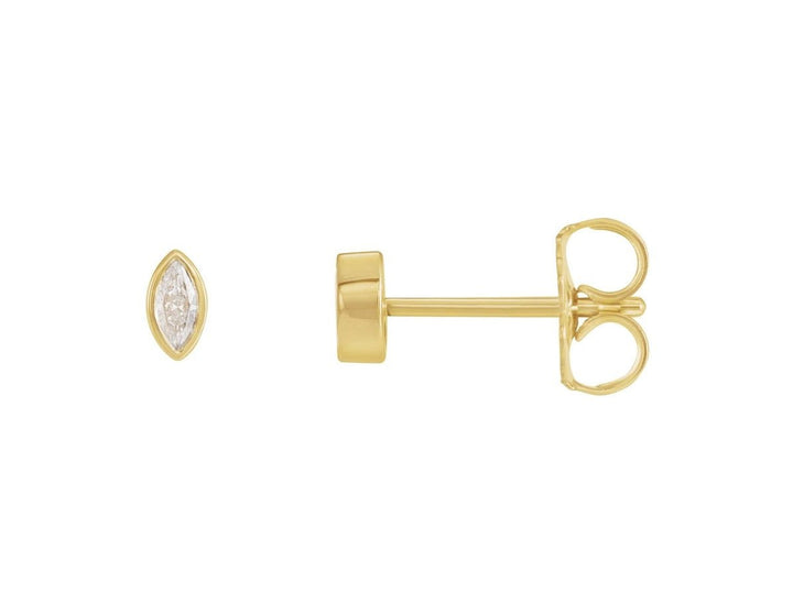 14k Marquis Bezel-Set Diamond Stud Earrings