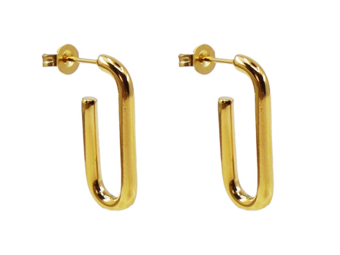 Gold Oval Hoop Earrings.