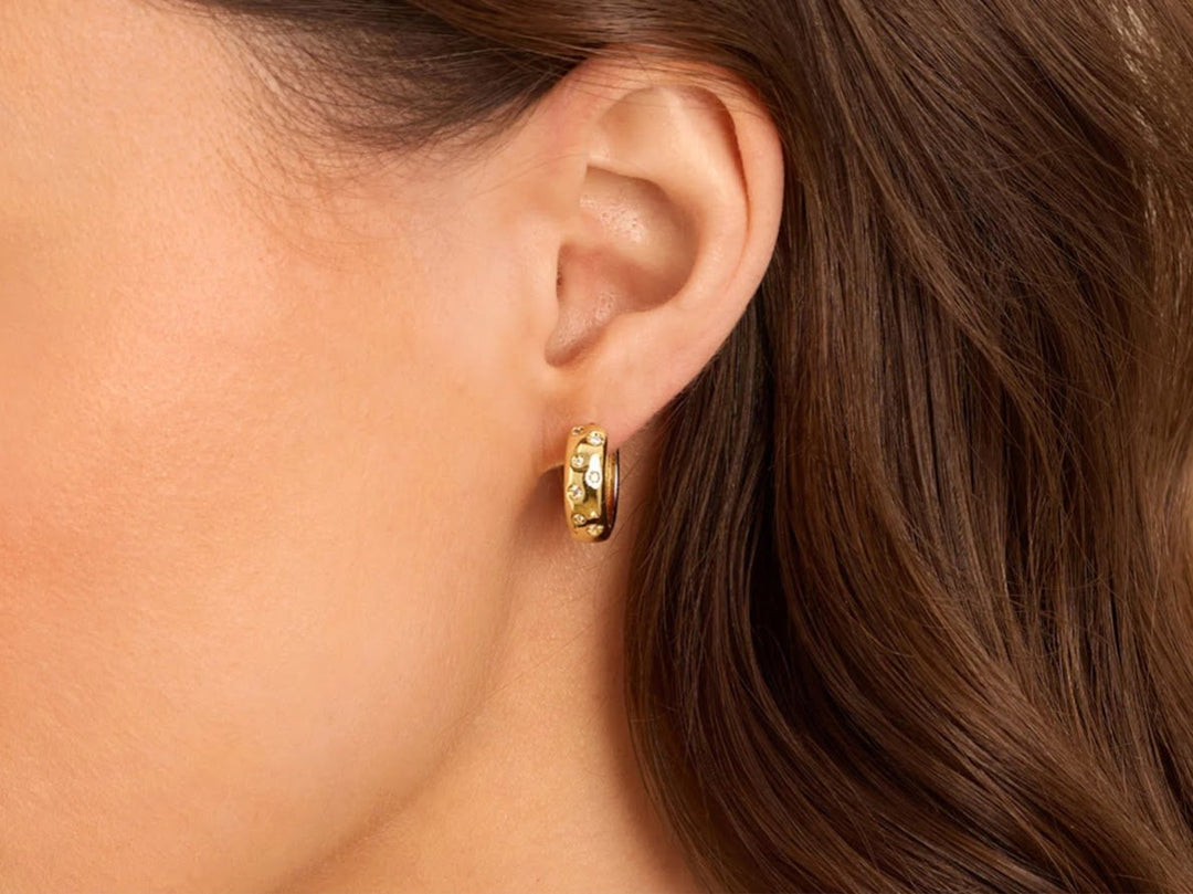 Two Tone Hoops with CZs