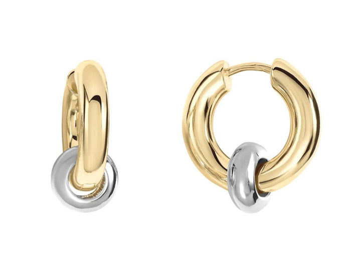 Gold Hoop Earrings with Silver Beads