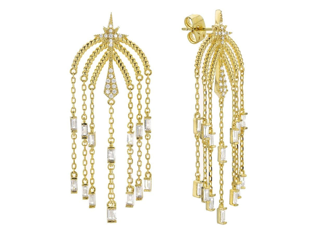 Gold Chandelier Earrings with CZs