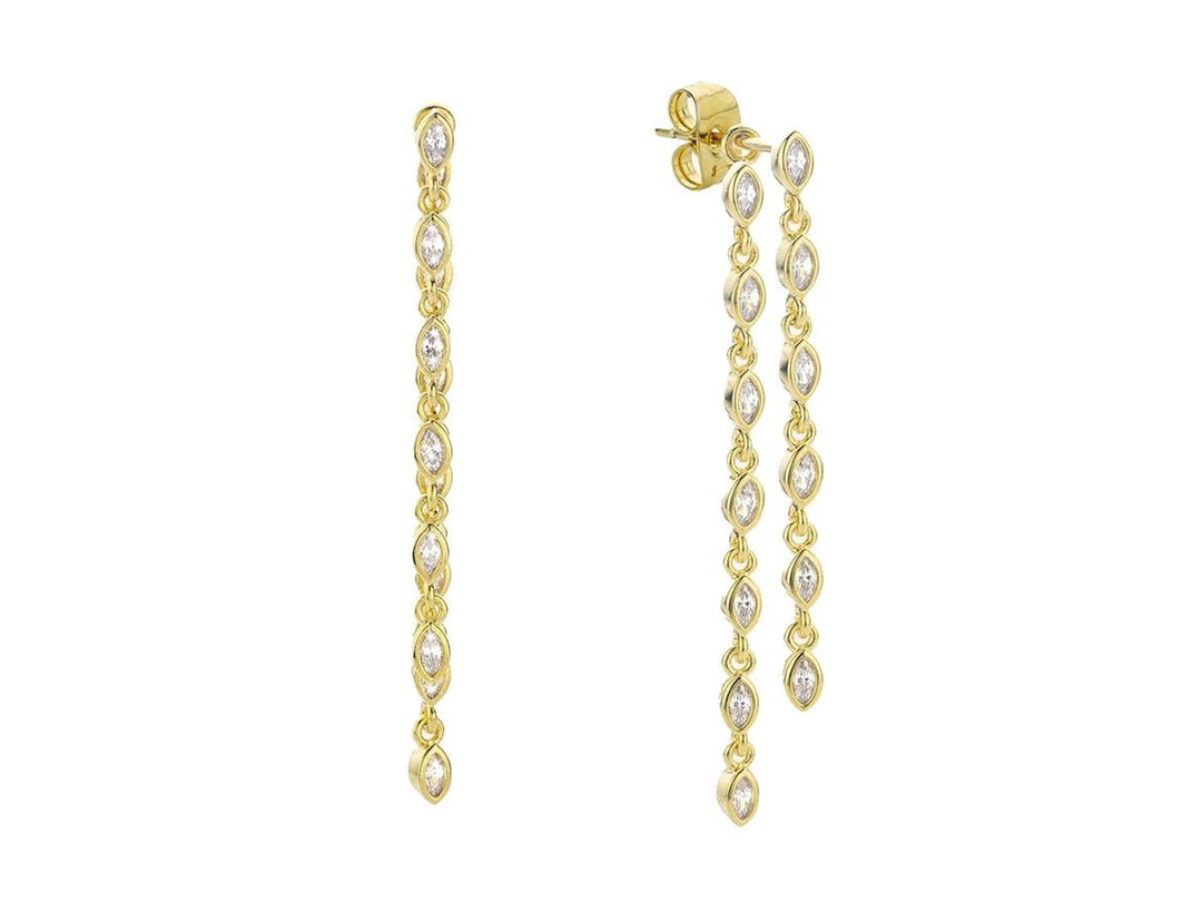 Gold Drop Earrings with CZs