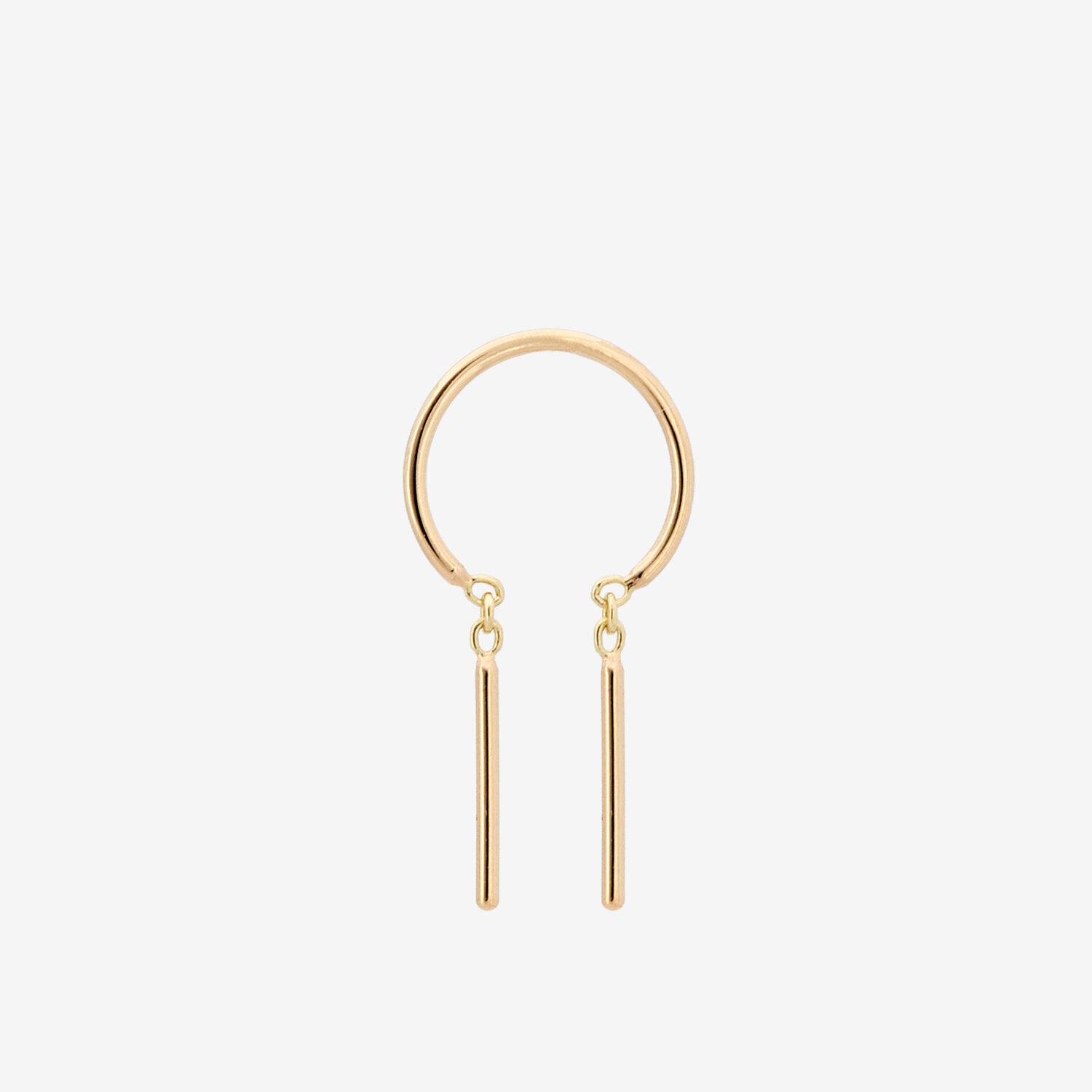 14k Small Threader-Style Dangling Hoop Earring