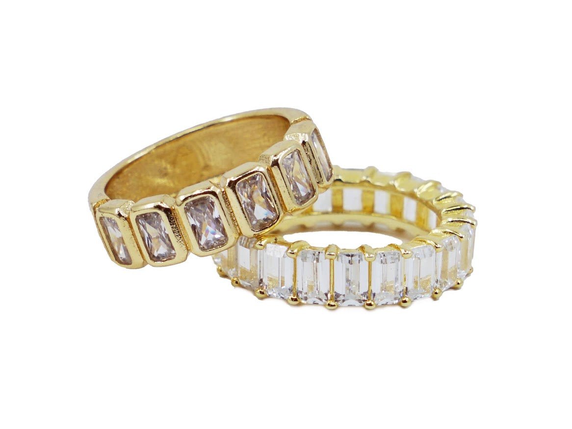 Gold and Baguette CZ Ring Bundle