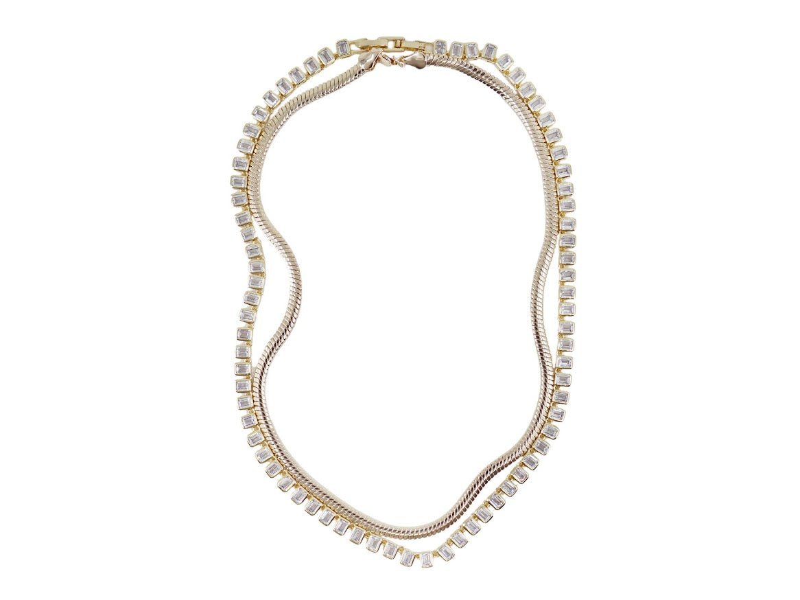Herringbone Chain and Tennis Necklace Set