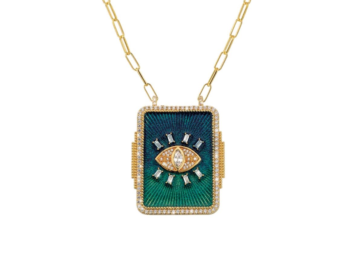Blue Rainbow Evil Eye Necklace