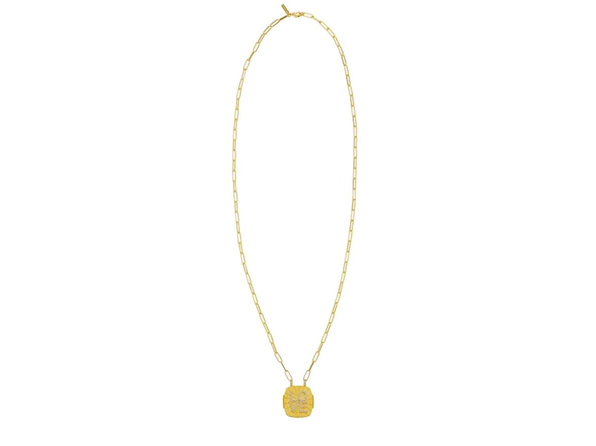 Gold "LOVE" Charm Necklace with CZs
