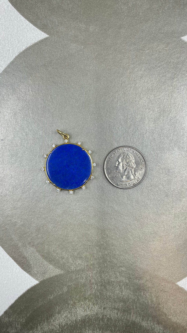 14k Lapis and Diamond Sun Charm