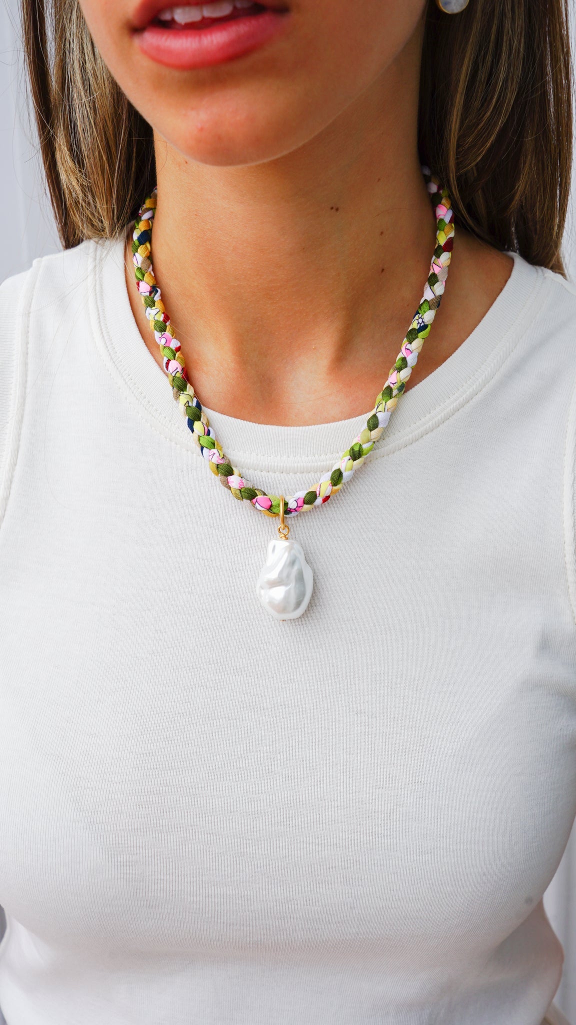 Yellow Cord Necklace with Baroque Pearl
