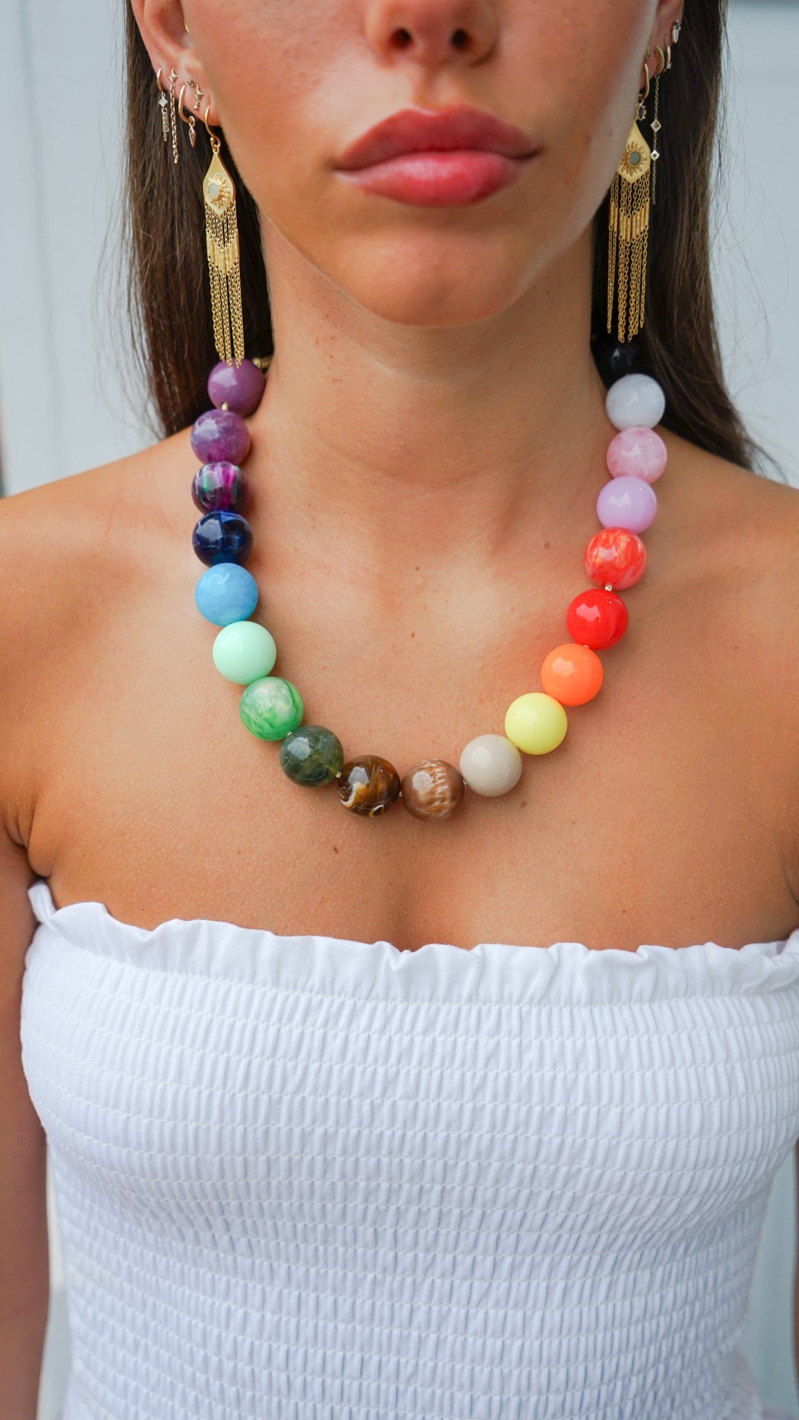 Rainbow Chunky Bead Necklace