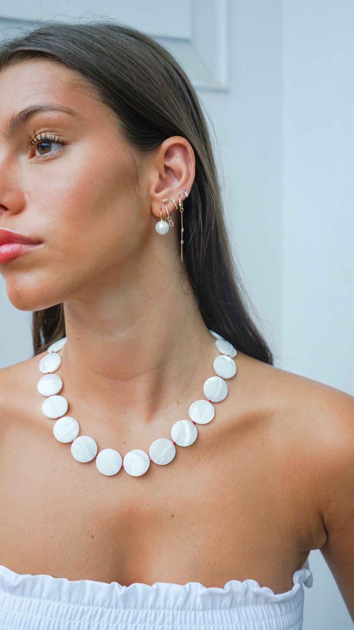 Mother of Pearl Coins Necklace