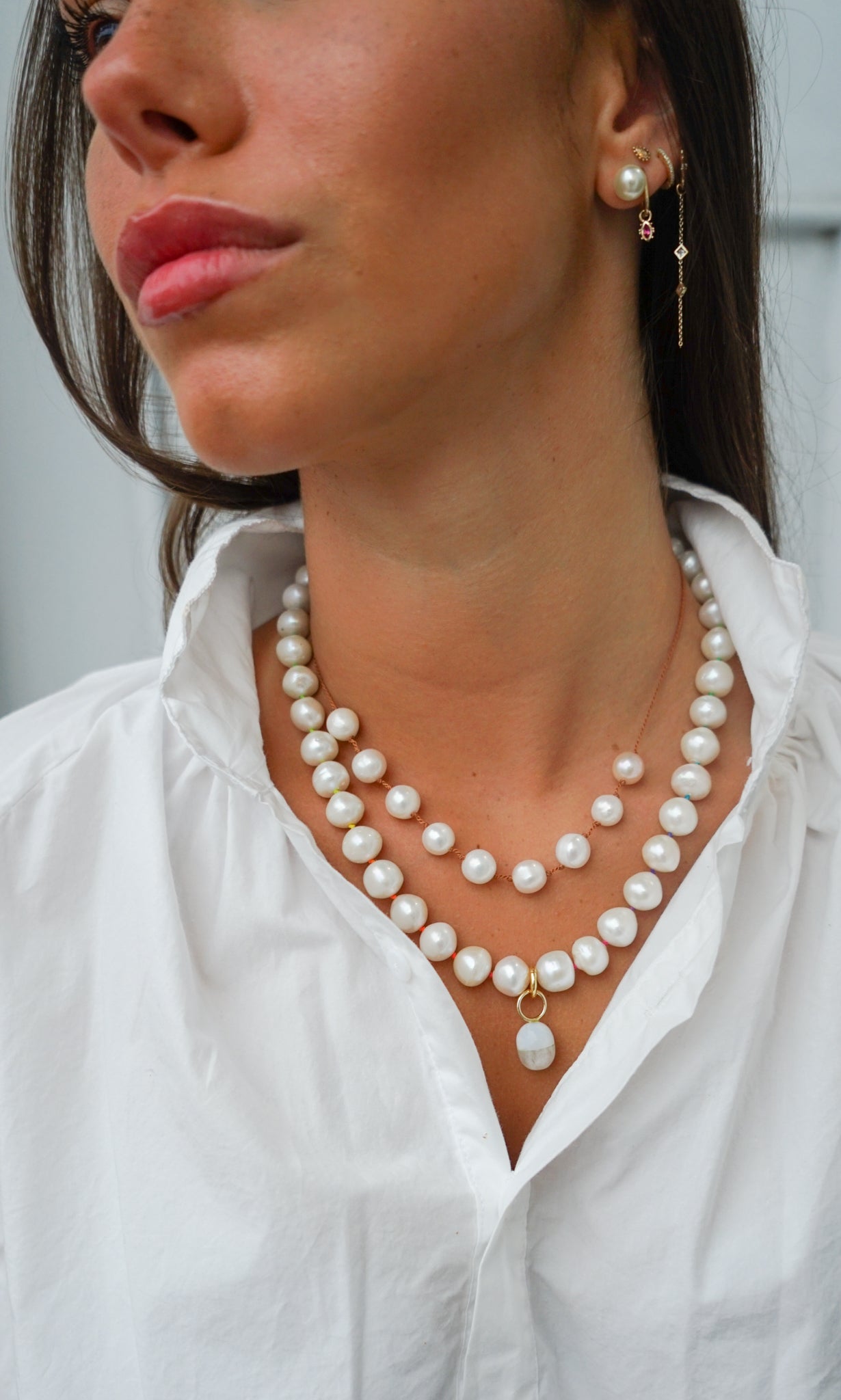 Natural White Edison Pearl Necklace