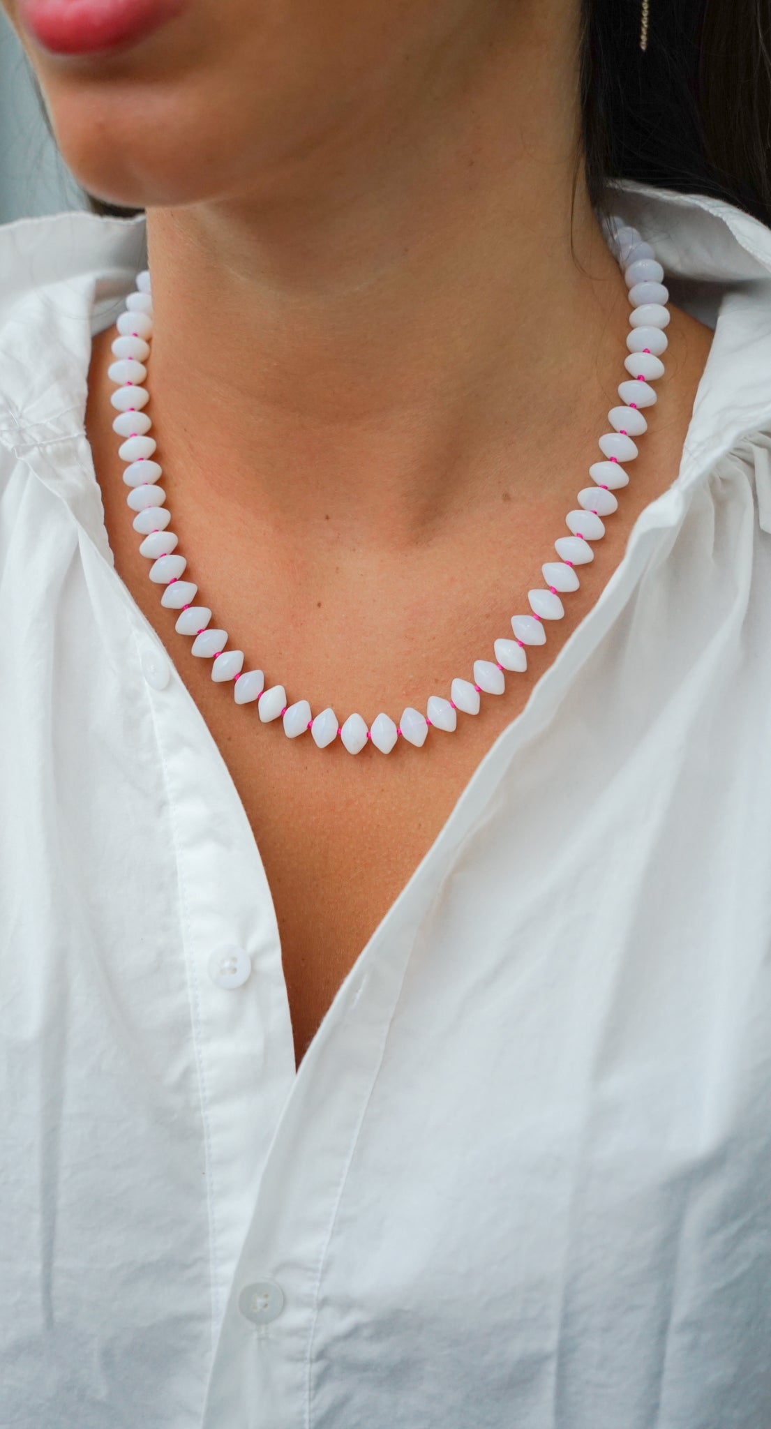 Milky Vintage Czech Glass Necklace