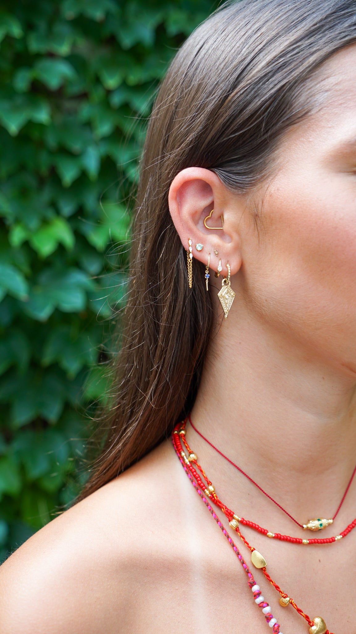 Venus Charm Drop Earrings with Diamonds