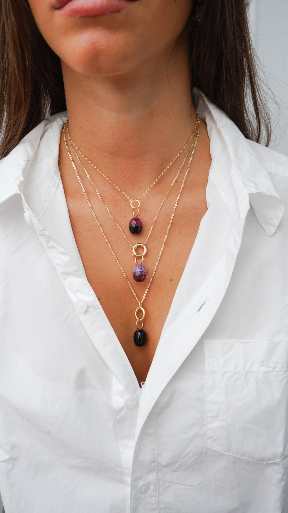 14k Amethyst and Charoite Capsule Charm