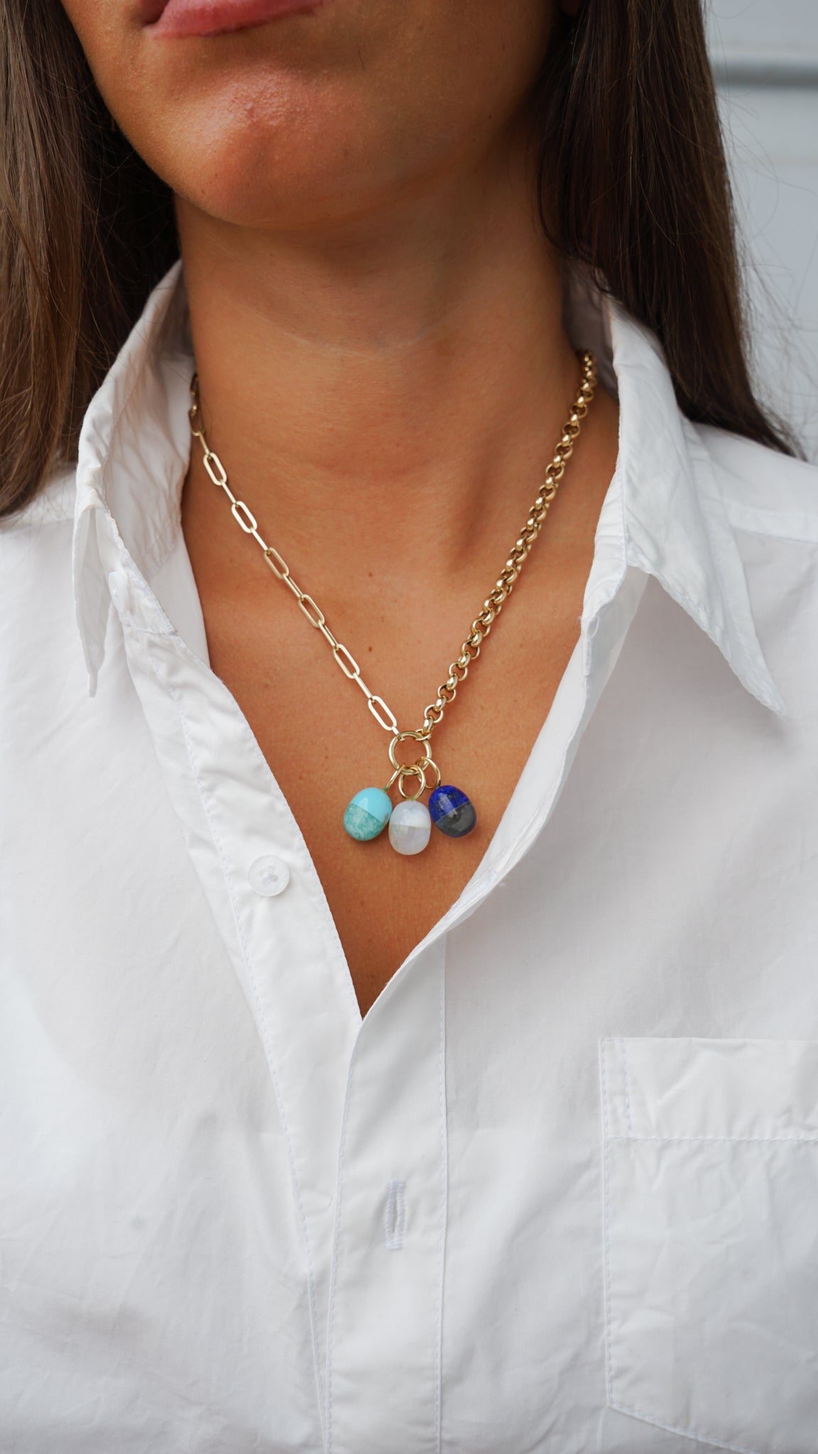 14k Amazonite and Turquoise Capsule Charm