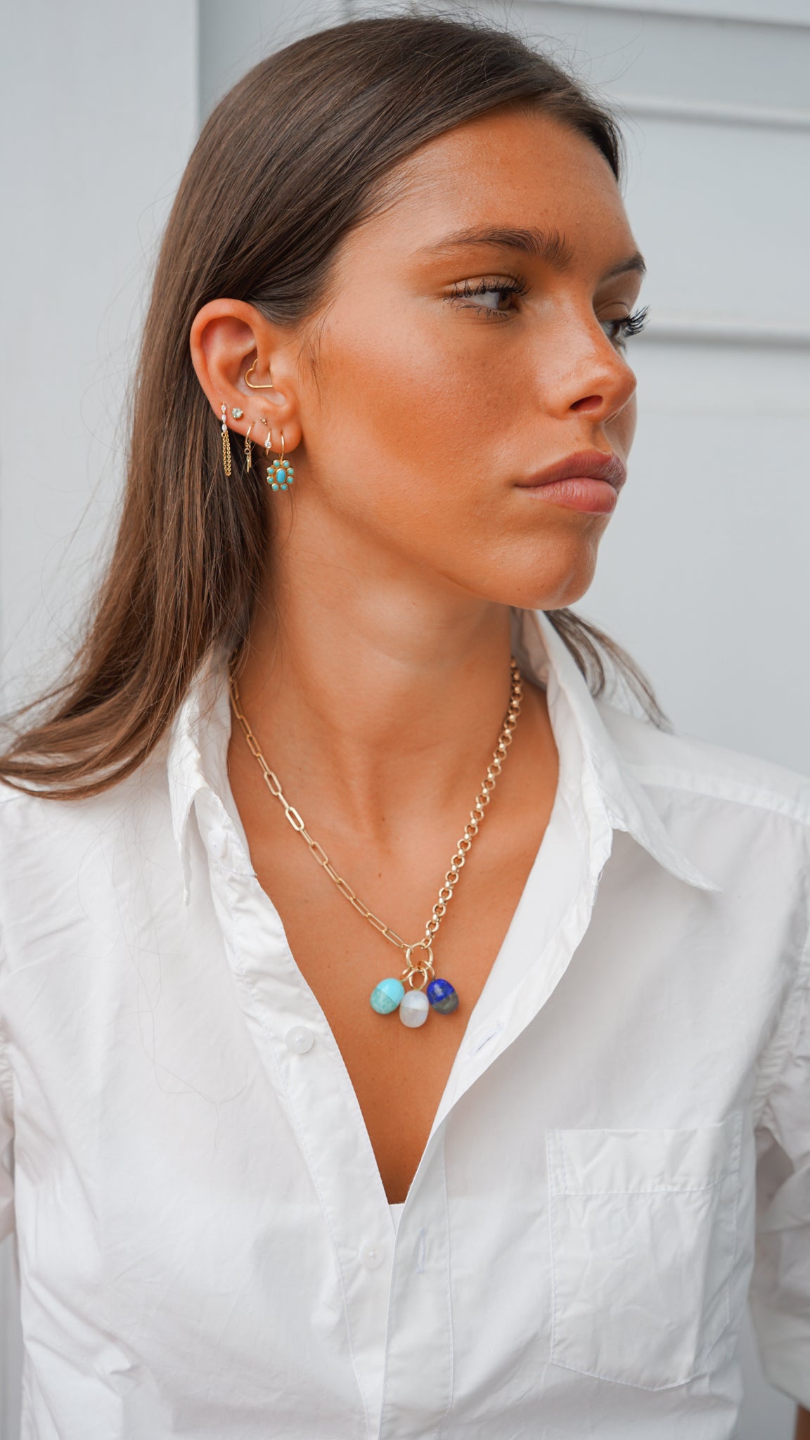14k Opal and Moonstone Capsule Charm
