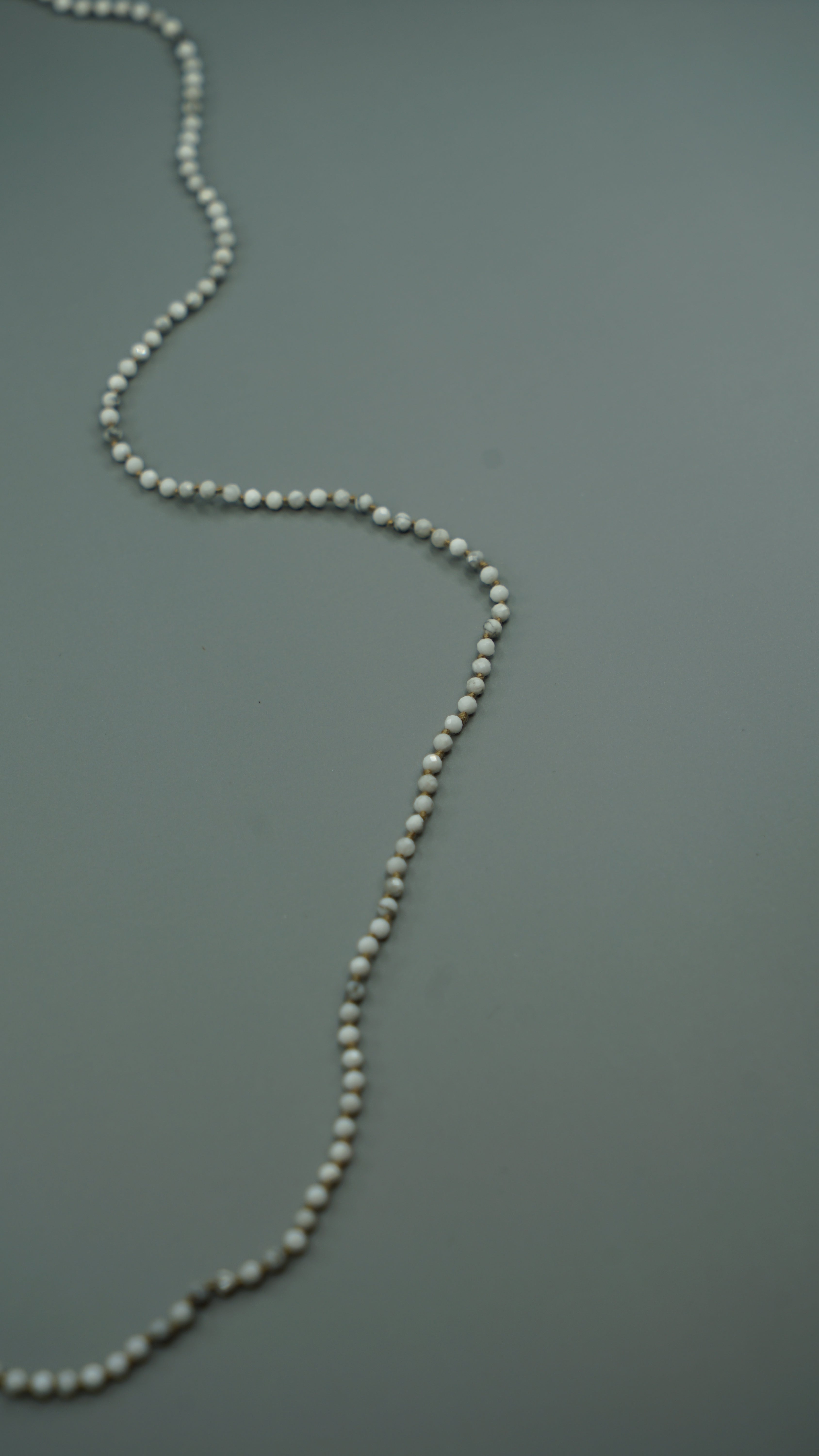 White Howlite Bead Necklace with Button Closure