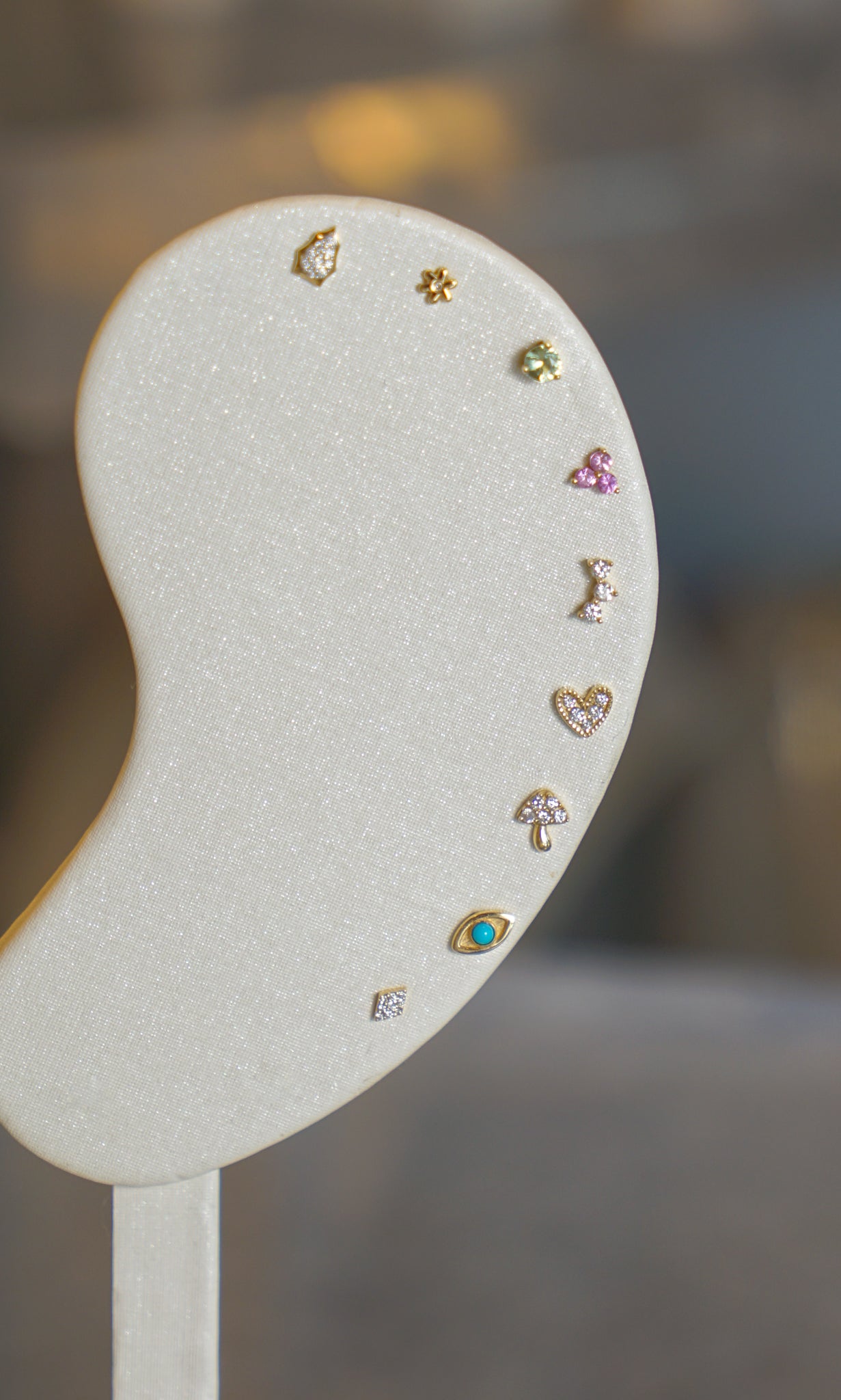 14k Single Stud with Pink Sapphires