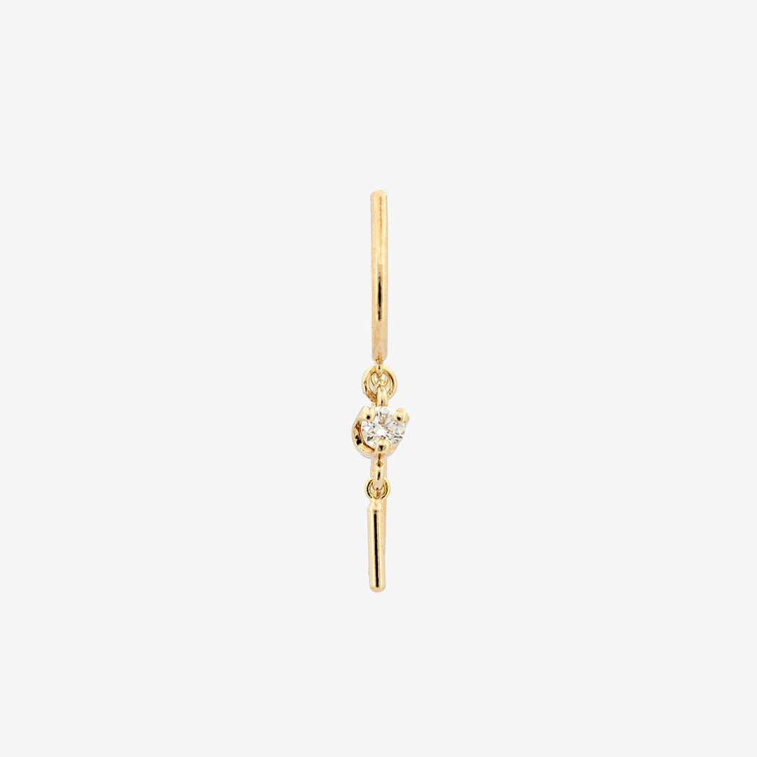 14k Small Threader-Style Dangling Hoop Earring with Diamond