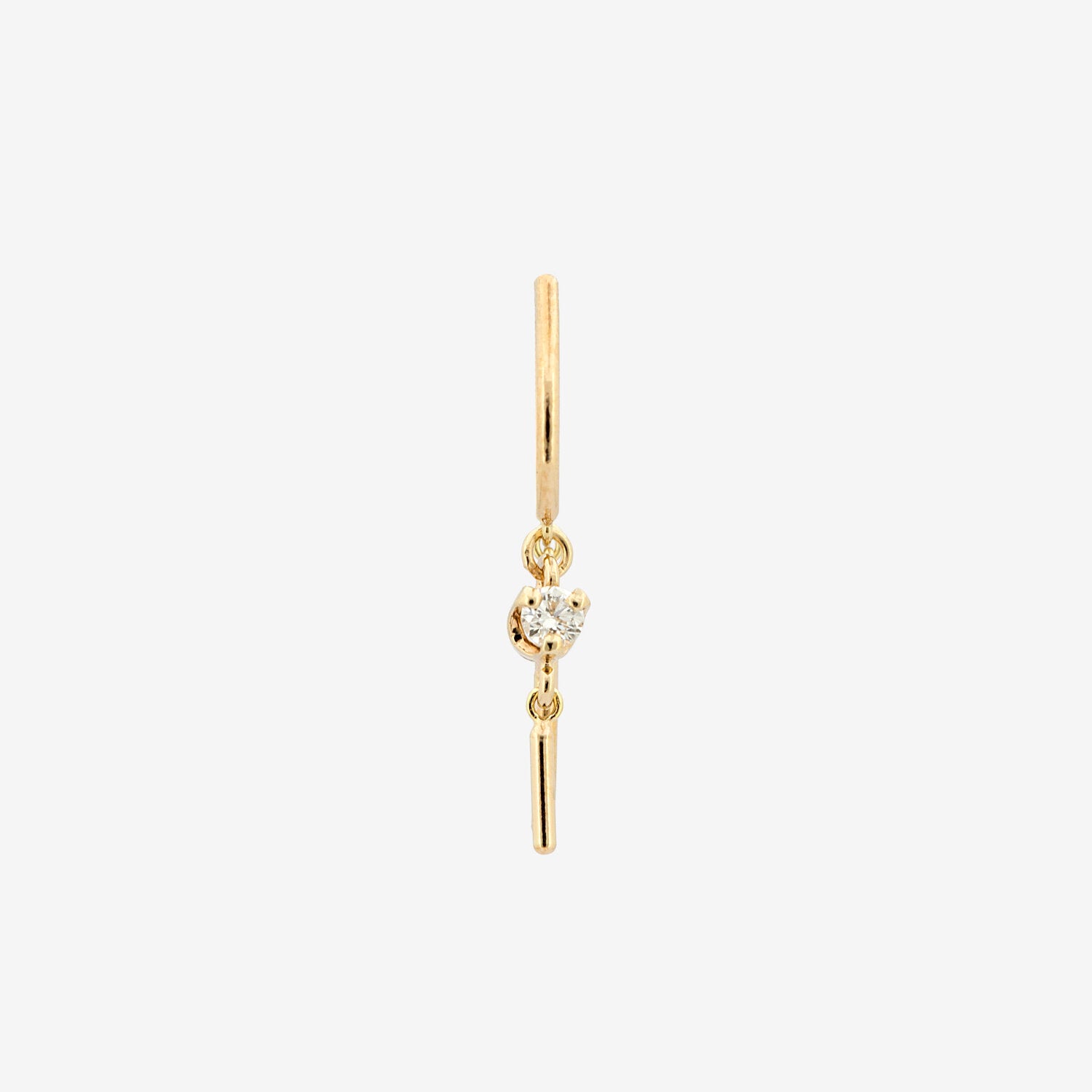 14k Small Threader-Style Dangling Hoop Earring with Diamond