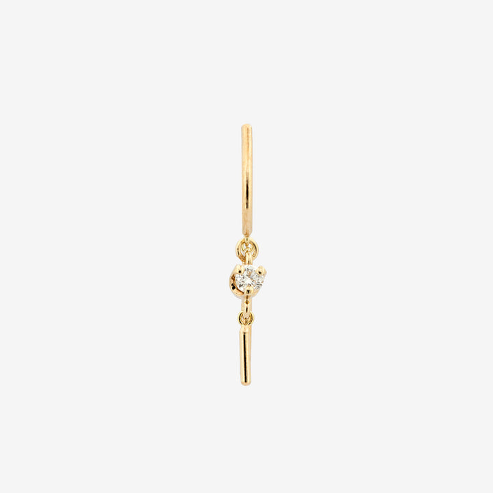 14k Small Threader-Style Dangling Hoop Earring with Diamond