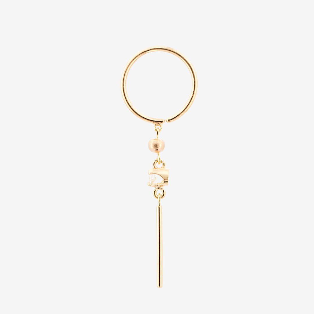14k Huggie Hoop with Diamond and Dangler