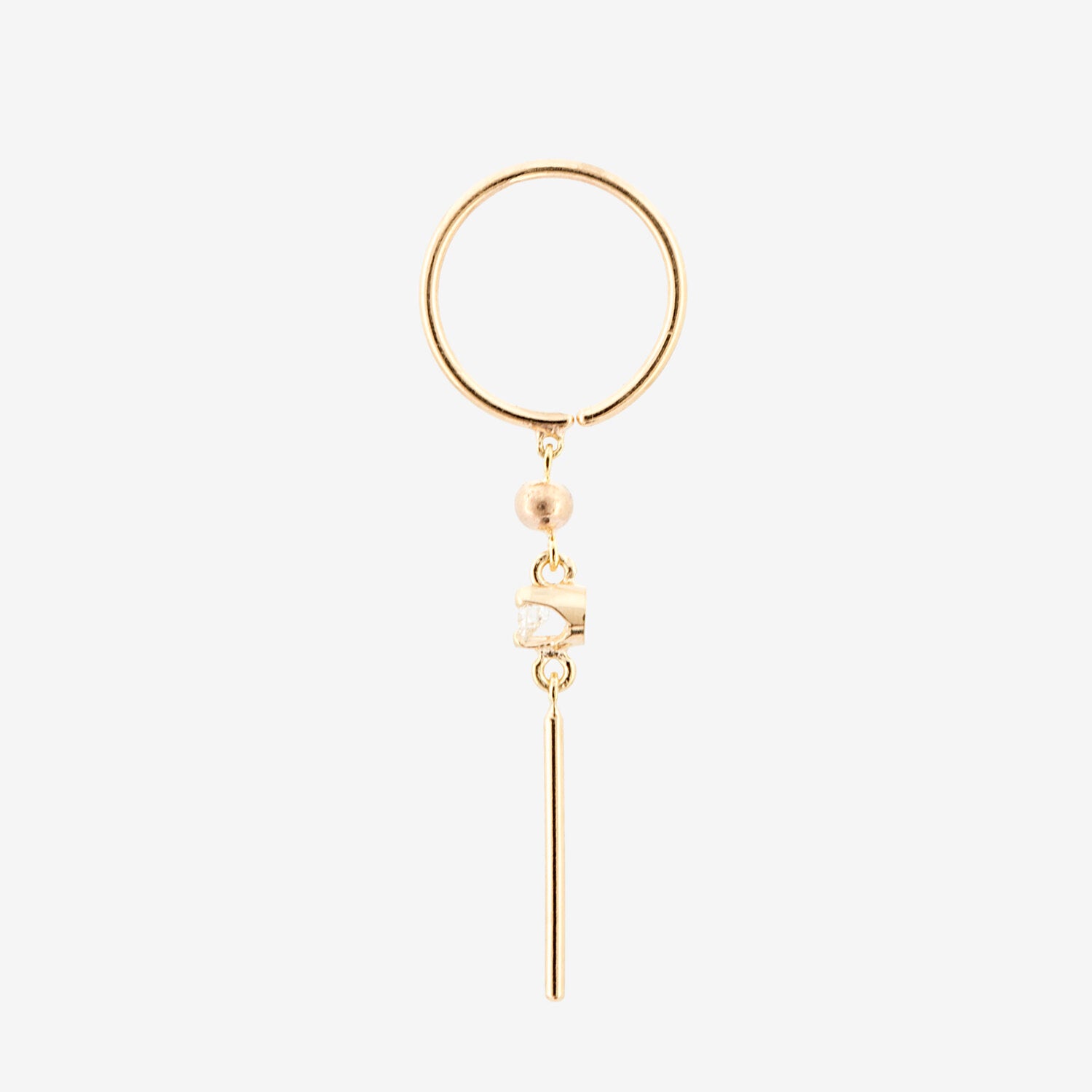 14k Huggie Hoop with Diamond and Dangler