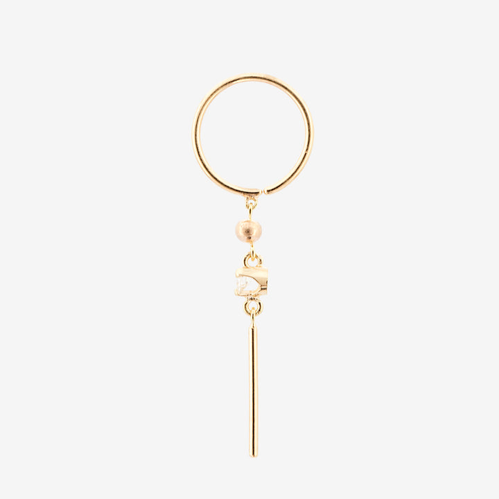 14k Huggie Hoop with Diamond and Dangler