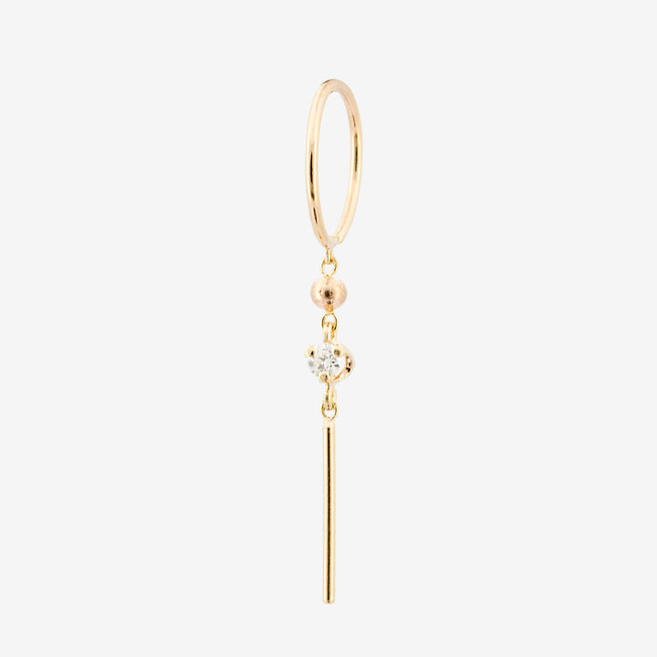 14k Huggie Hoop with Diamond and Dangler