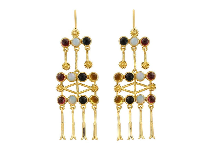Garnet, Opal, Topaz, and Citrine Chandelier Earrings