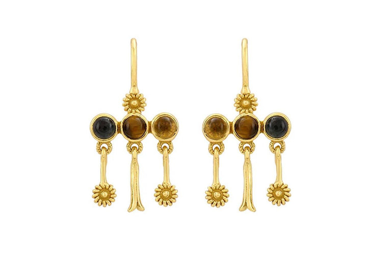 Topaz, Tiger Eye, and Citrine Chandelier Earrings