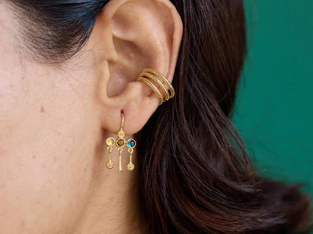 Topaz, Tiger Eye, and Citrine Chandelier Earrings