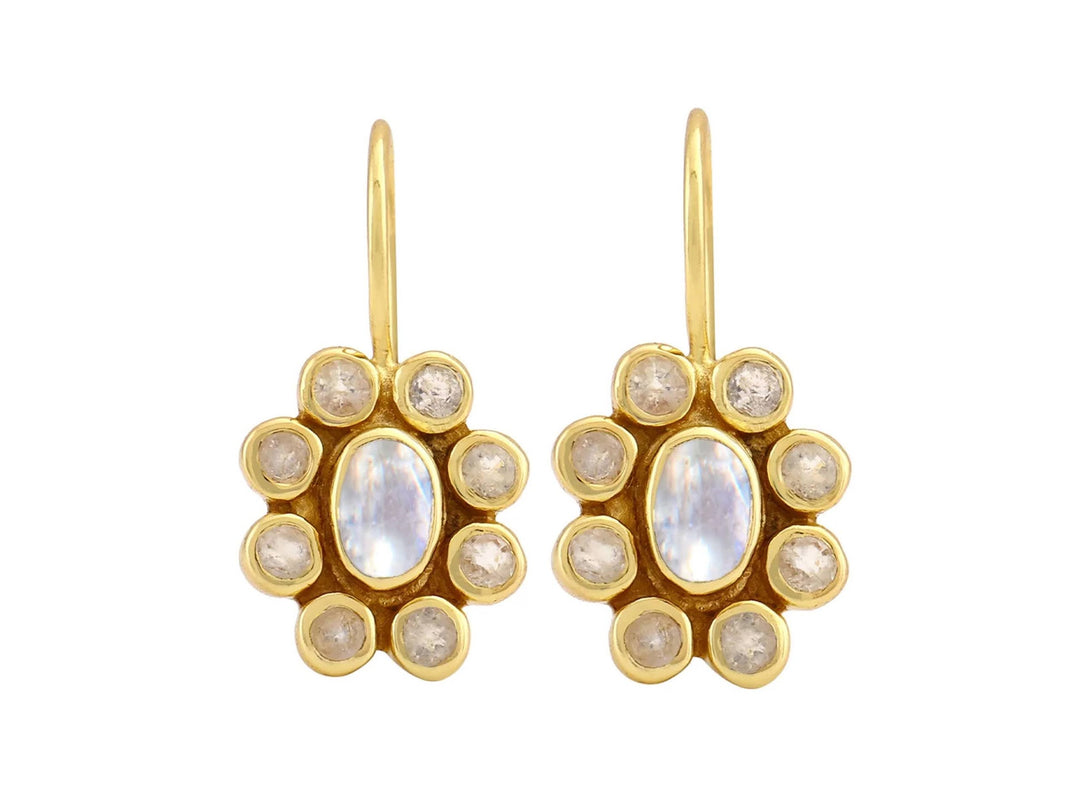 Nine Moonstones Drop Earrings