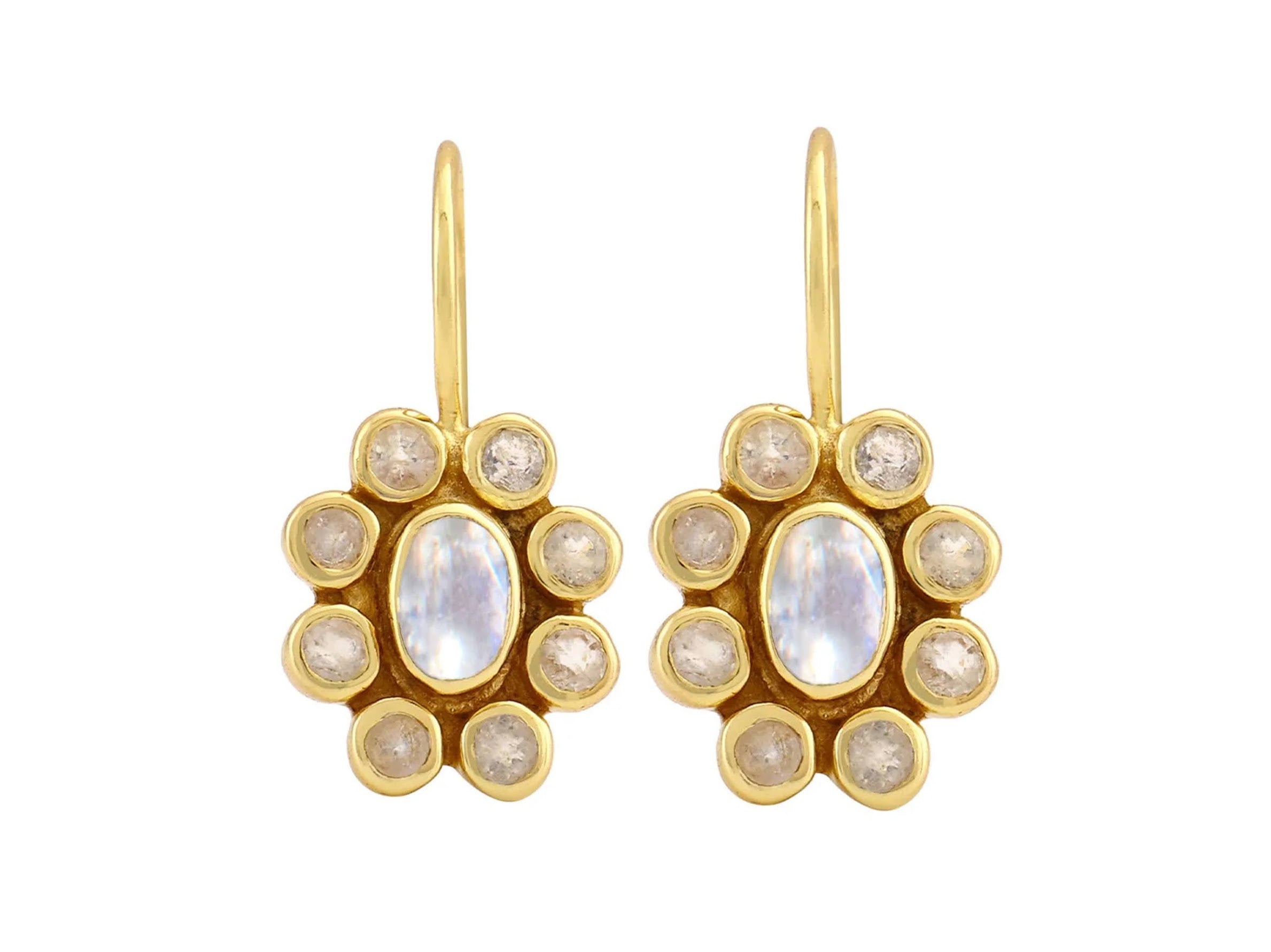 Nine Moonstones Drop Earrings