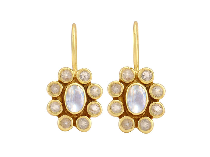 Nine Moonstones Drop Earrings