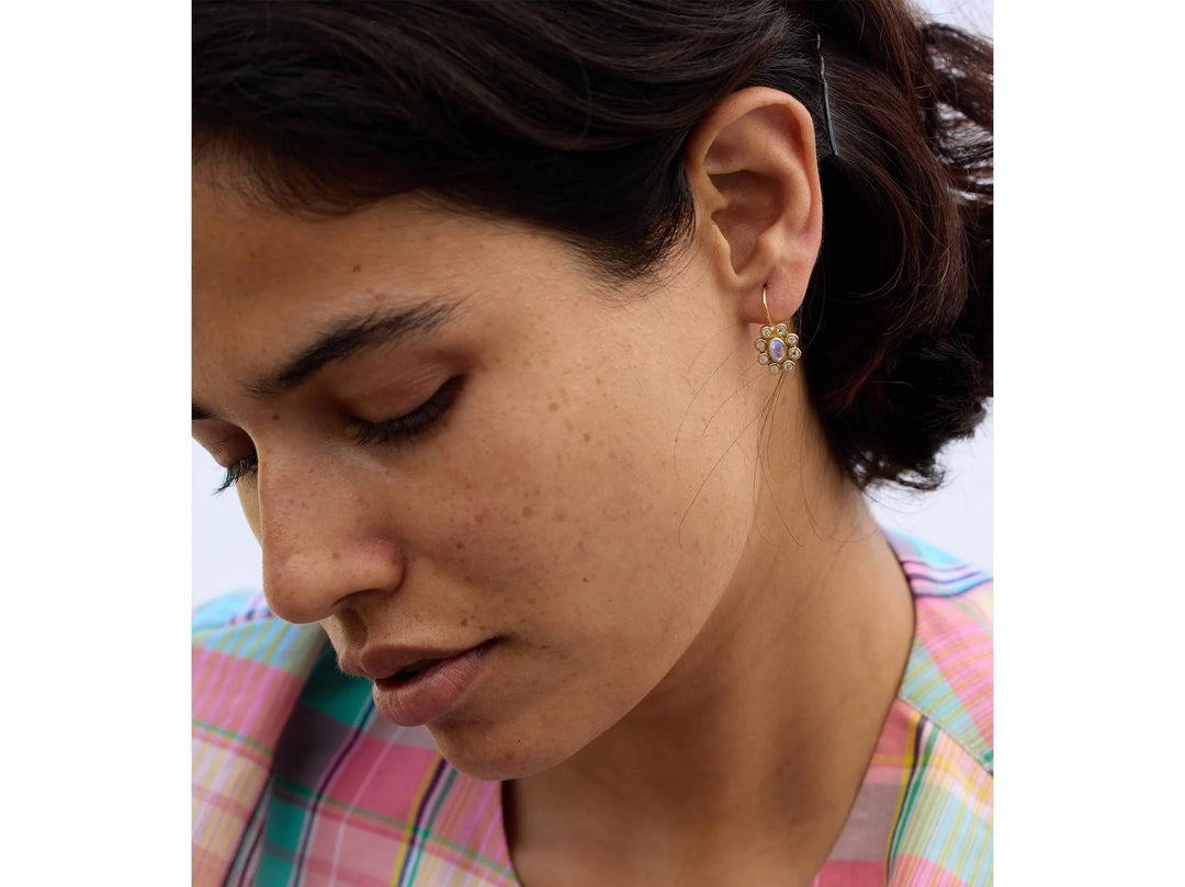 Nine Moonstones Drop Earrings