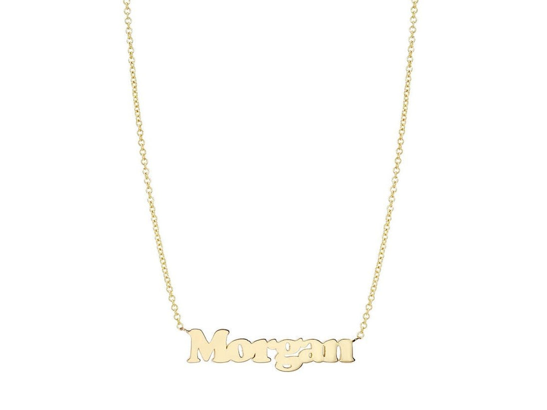 14k Gold Block Name Necklace