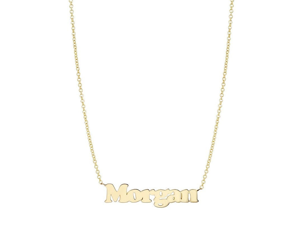 14k Gold Block Name Necklace