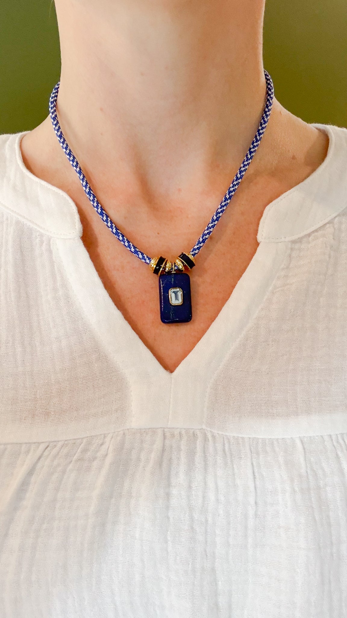 Lapis and Blue Topaz on Paracord Necklace