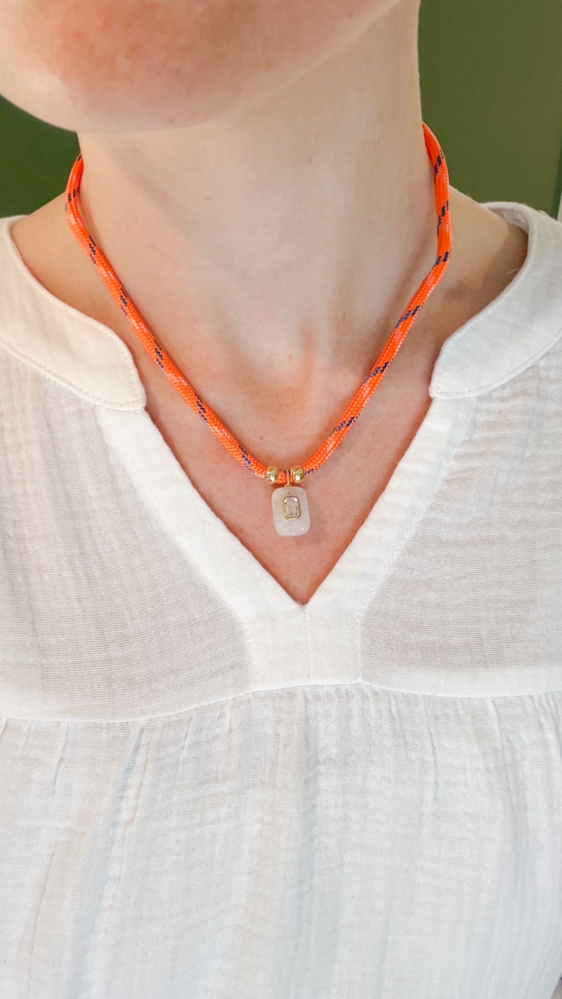 Moonstone and White Topaz on Paracord Necklace