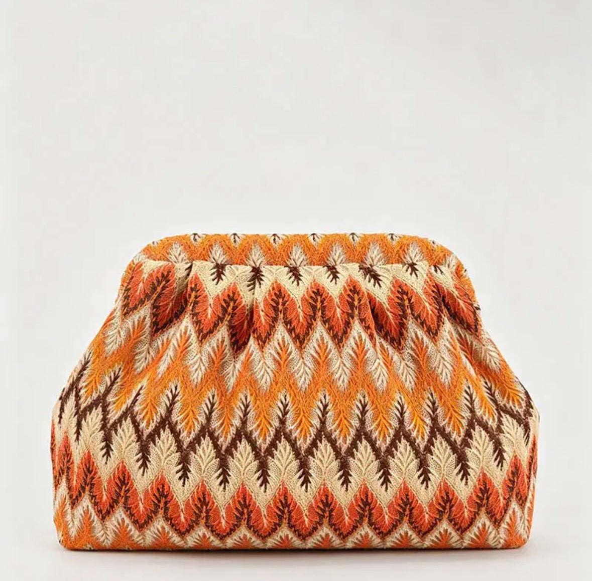 Orange ZigZag Knitted Bag