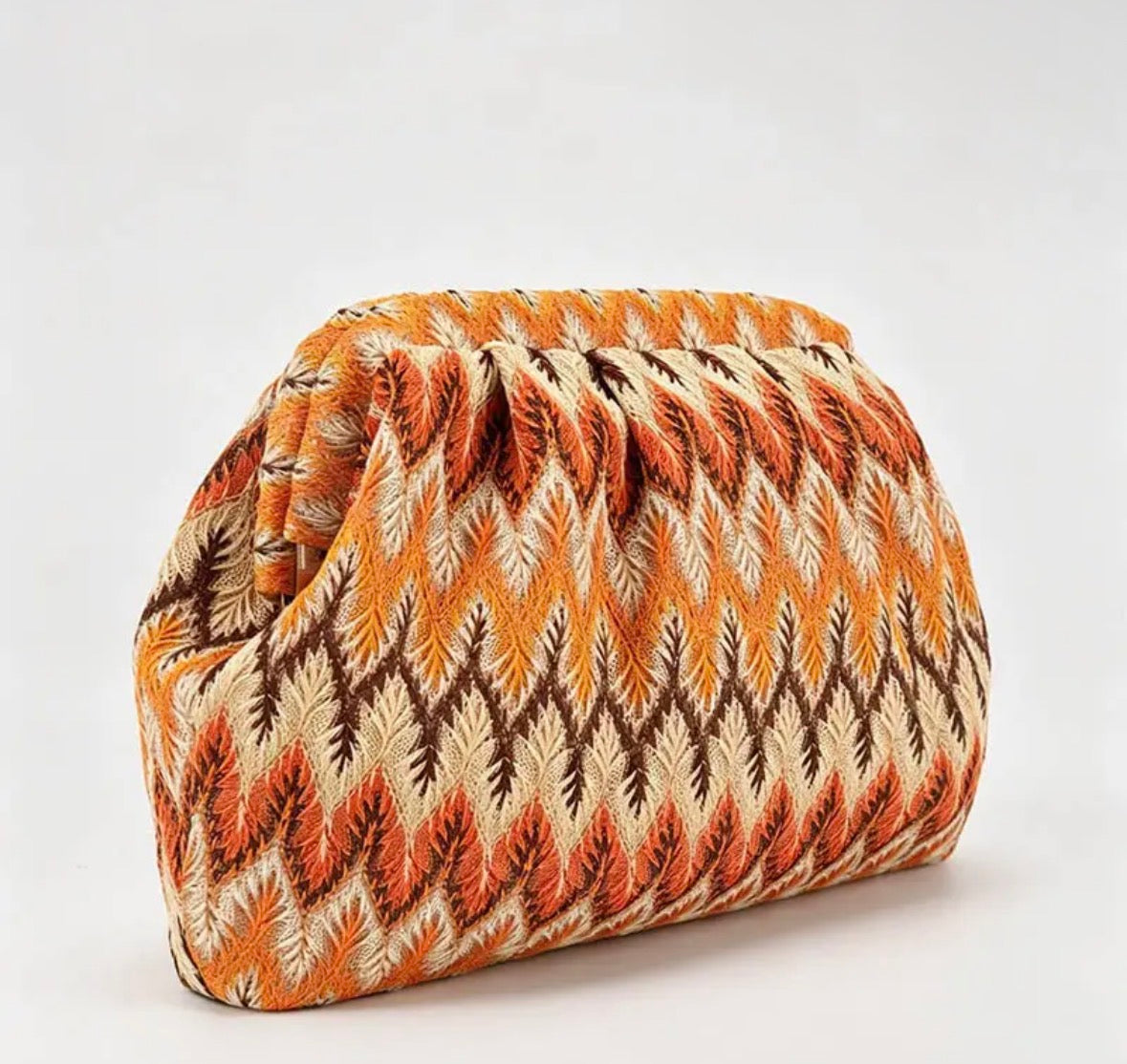 Orange ZigZag Knitted Bag