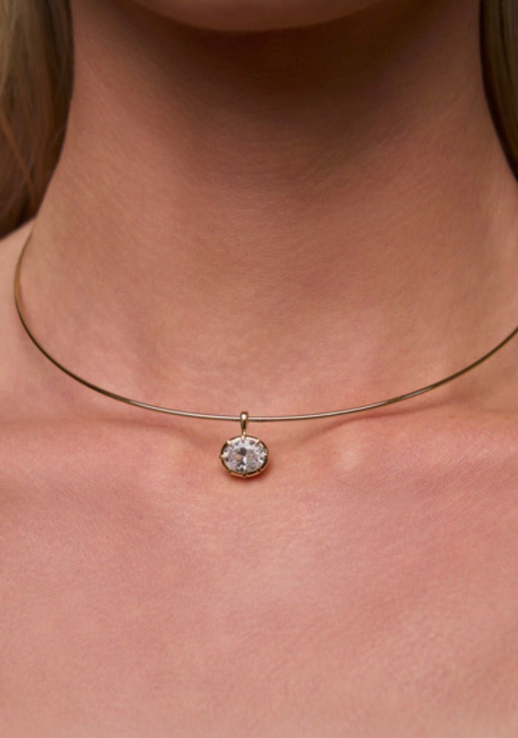 Gold Oval CZ Charm