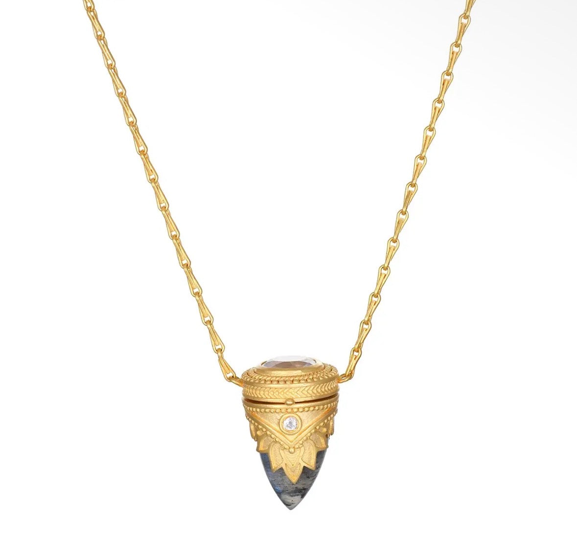 Labradorite and Topaz Locket Necklace