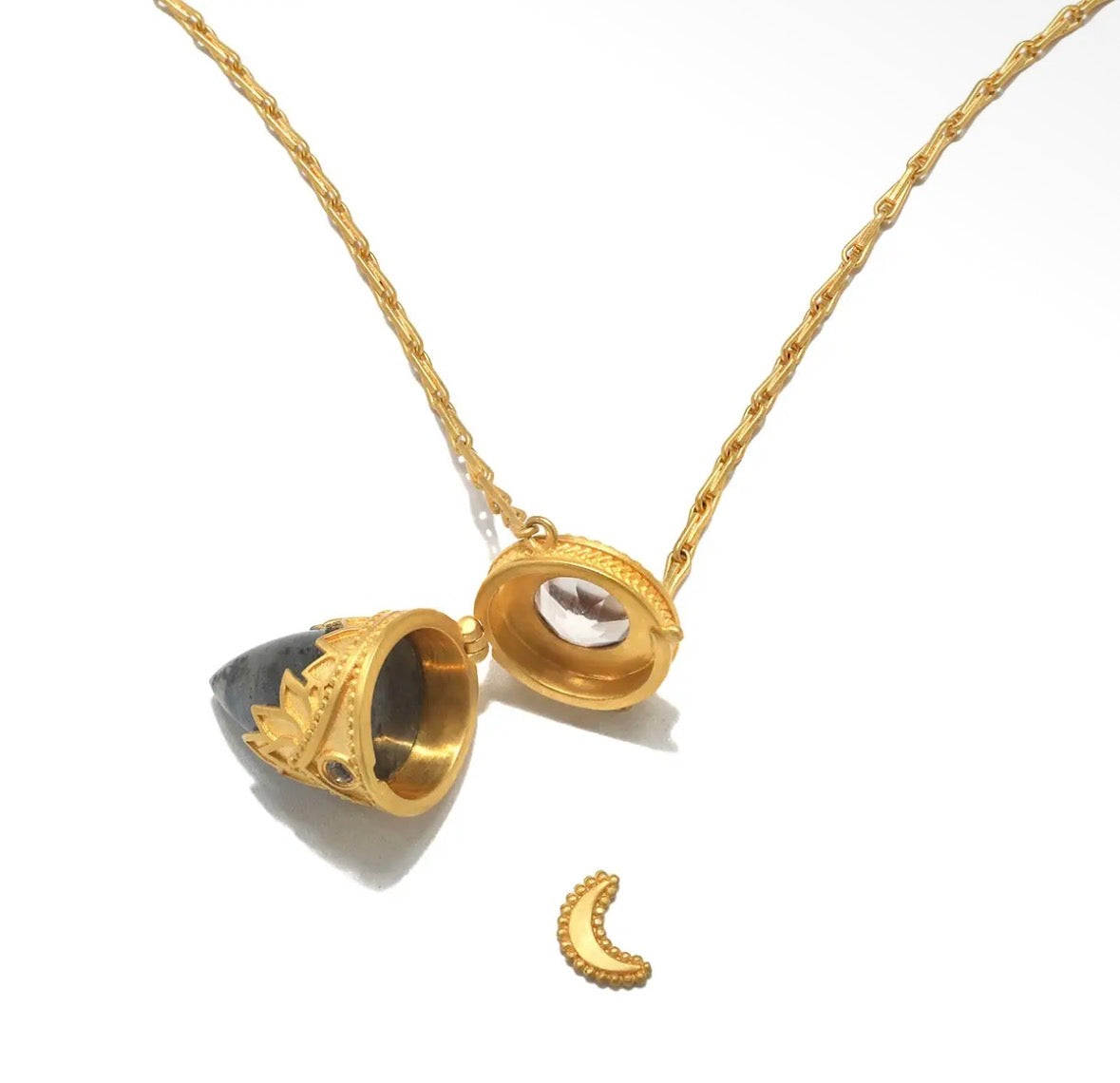 Labradorite and Topaz Locket Necklace