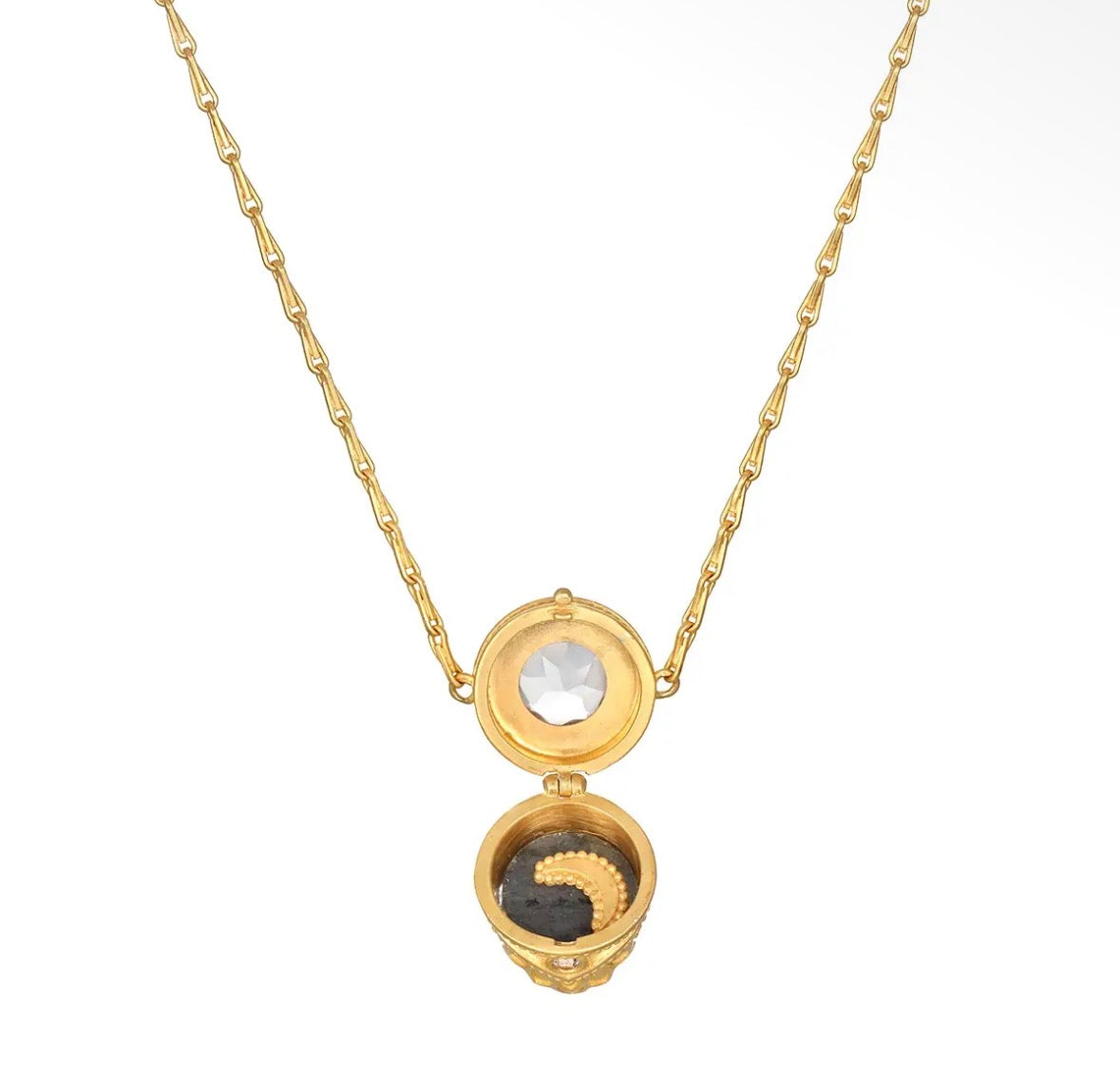 Labradorite and Topaz Locket Necklace