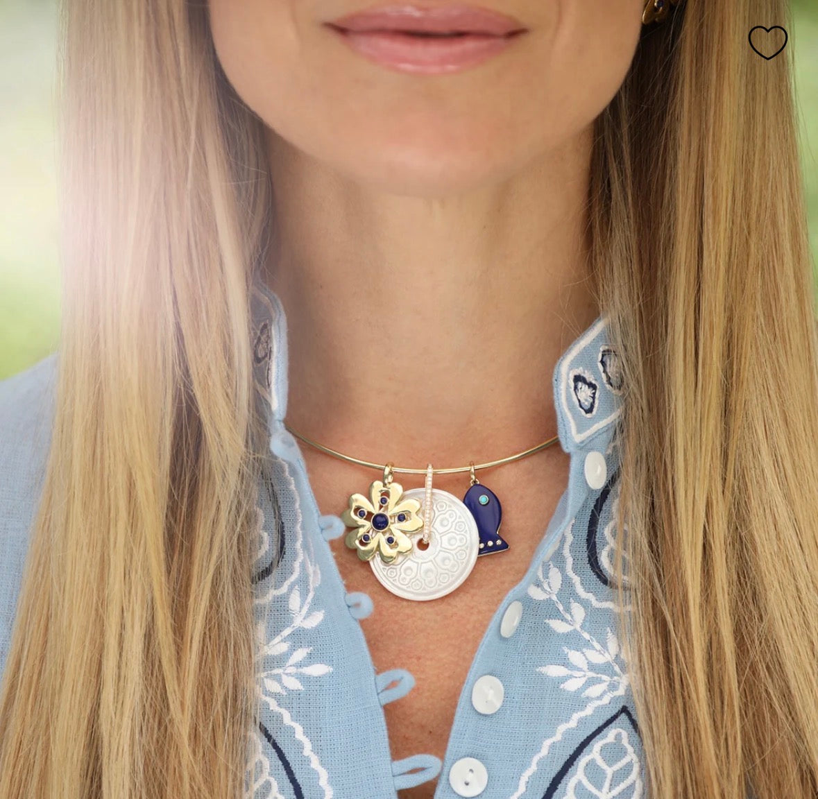Lapis Cabachon Floral Charm