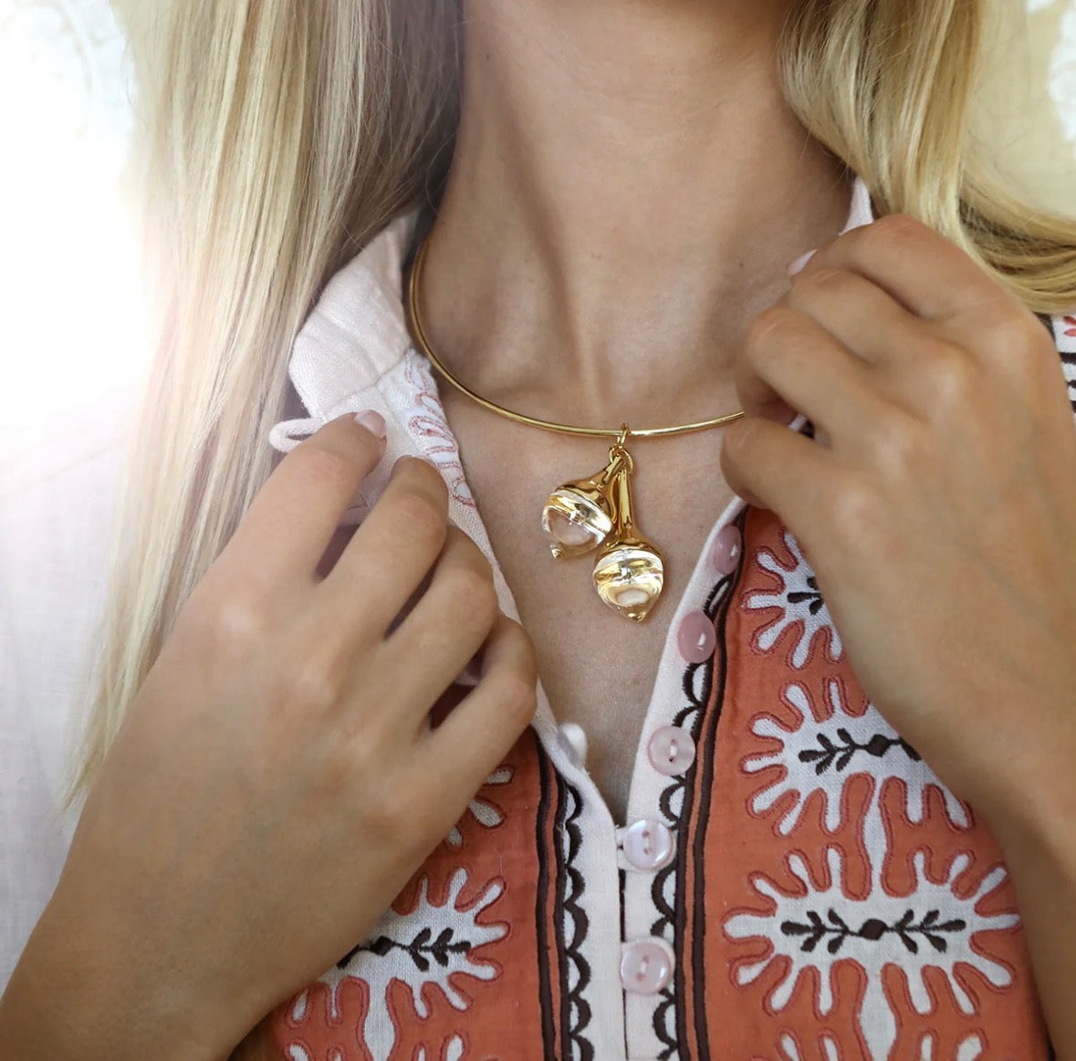 Double Rock Crystal Acorn Charm