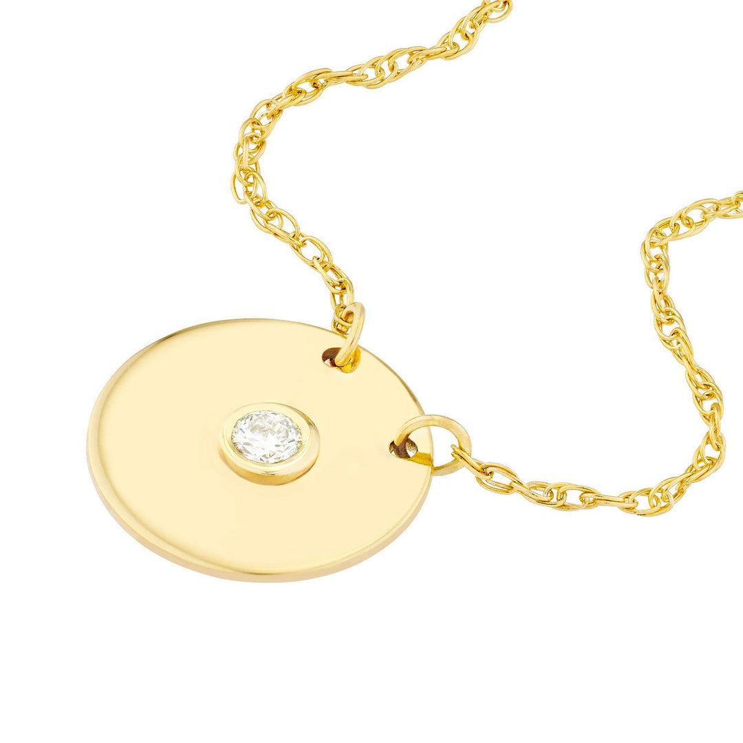 14k Diamond Disk Necklace